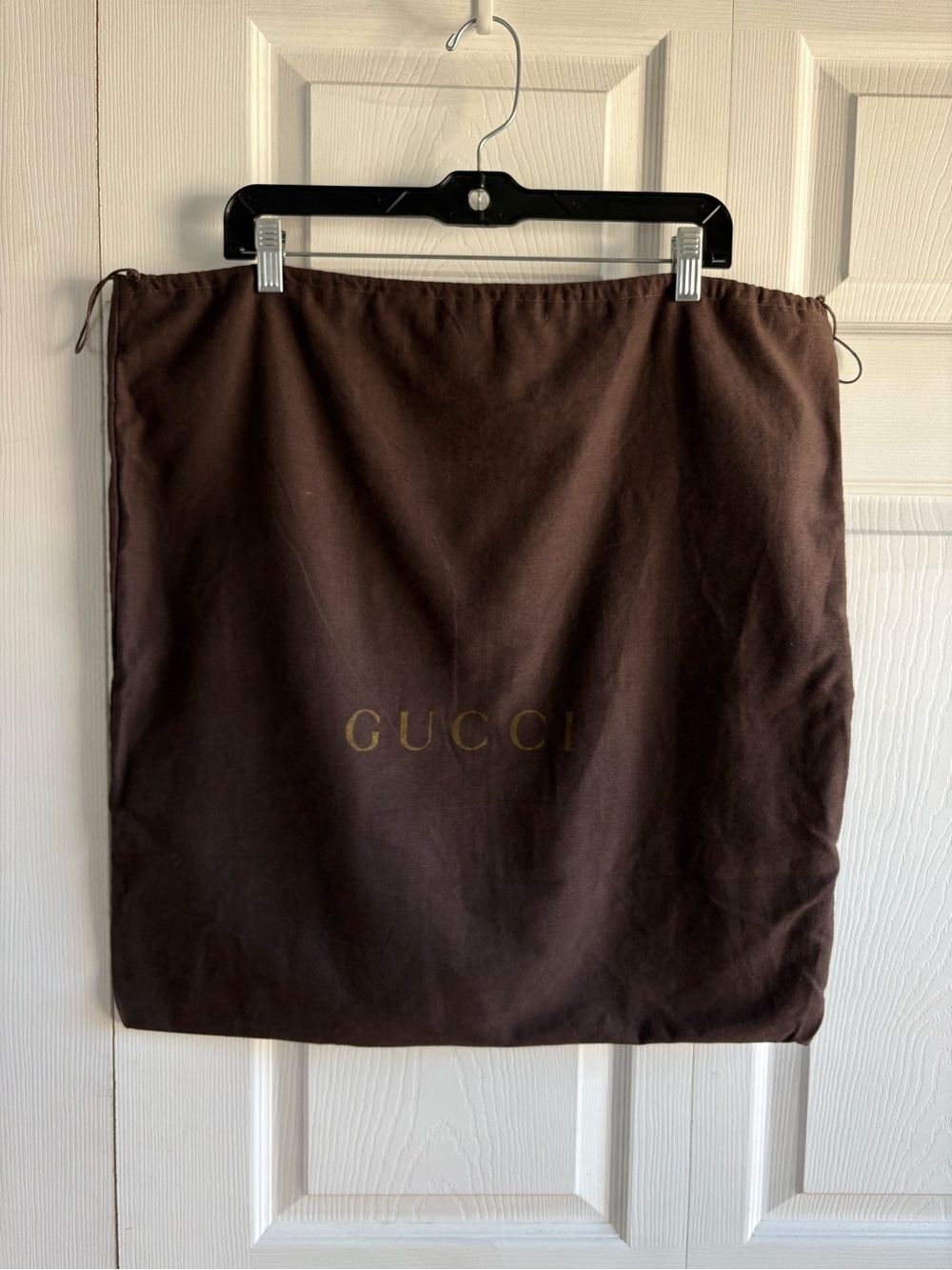 Authentic GUCCI Brown Dust Bag Logo Drawstring Cotton Large Travel 22*22 Storage